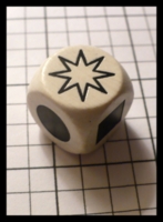 Dice : Dice - Game Dice - Unknown Large White with Starburst - Trade MN Jan 2010